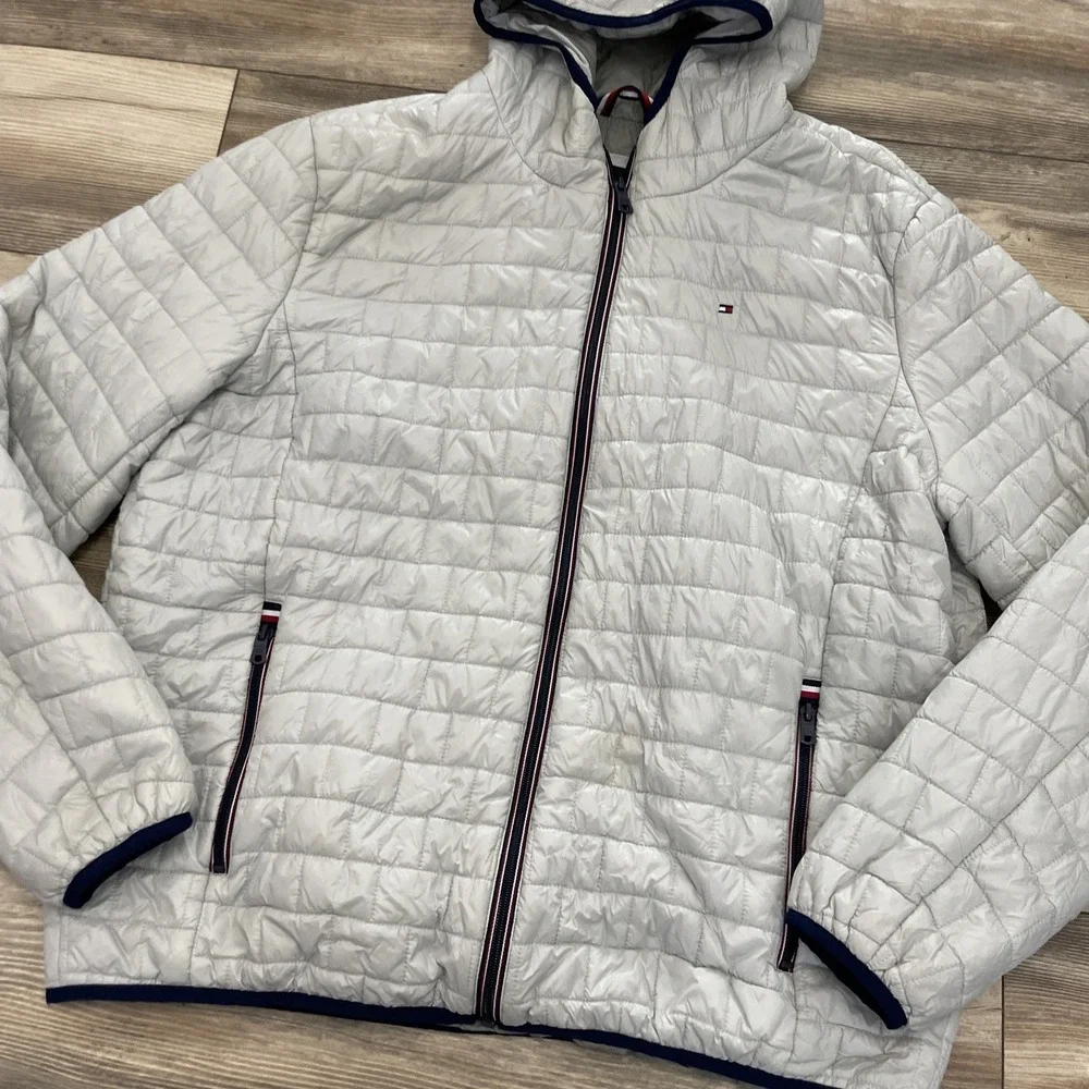 Tommy Hilfiger Men's Jacket Quilted Full Zip Gray XL